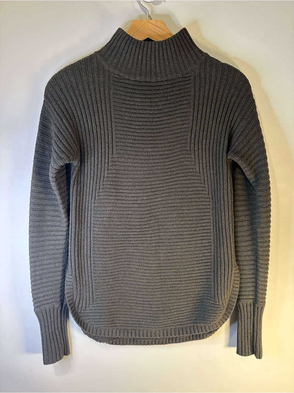 Dakini Forest Green Ribbed Mock Neck Tunic Sweater XS Cotton Blend